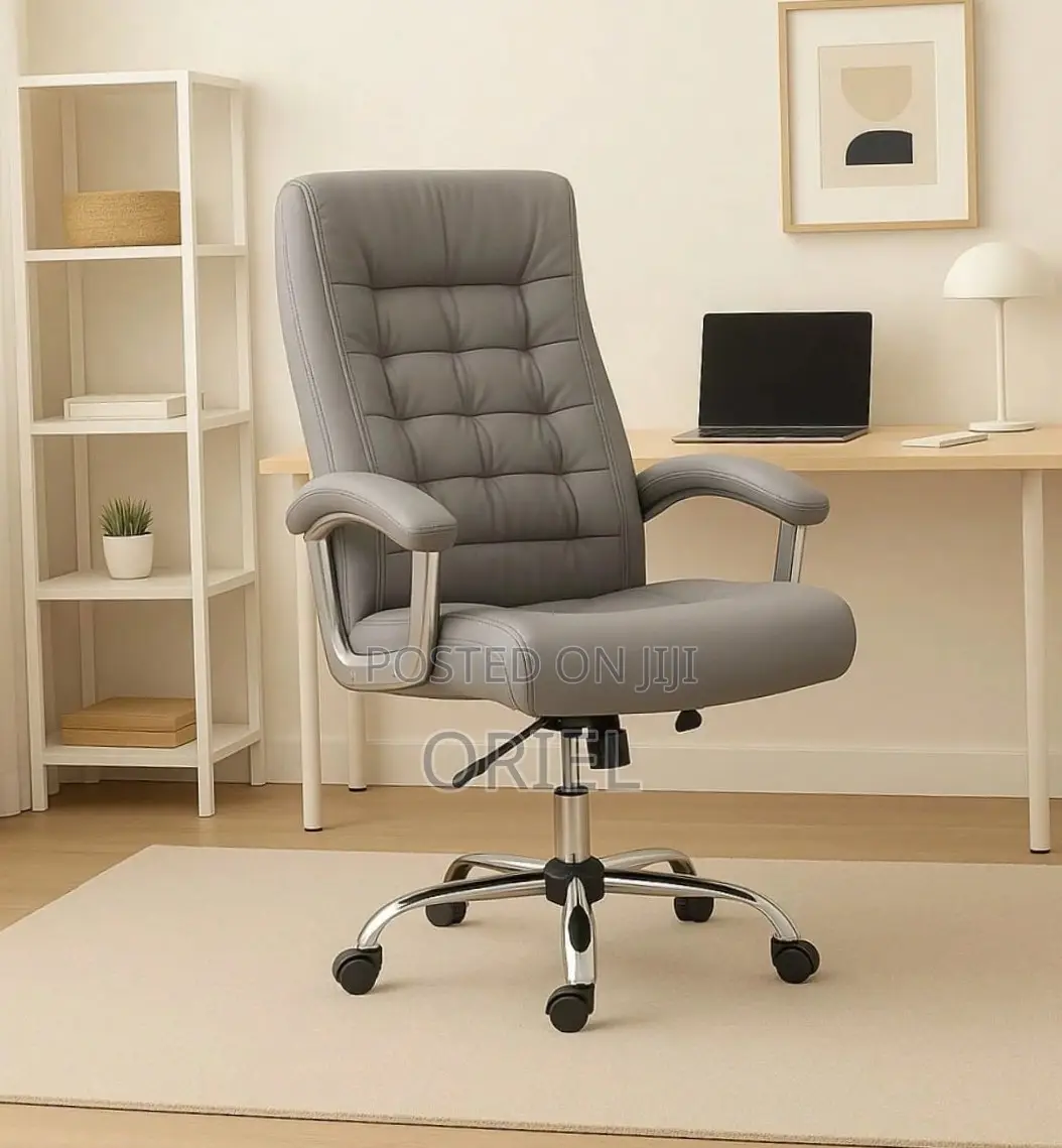 Office Chair : Premium Grey Leather Boss Office Chair
