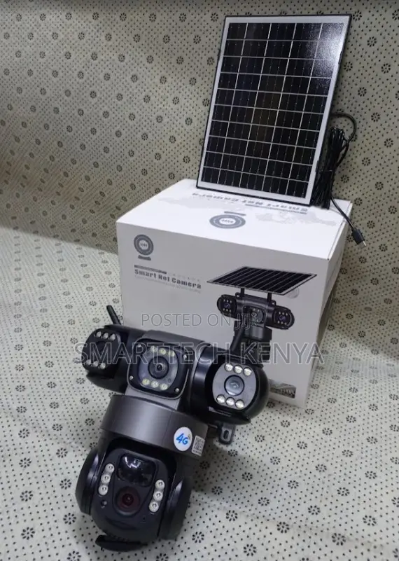 V380 4g Triple Lens Solar CCTV Camera 360 Degrees 12mp Full Hd