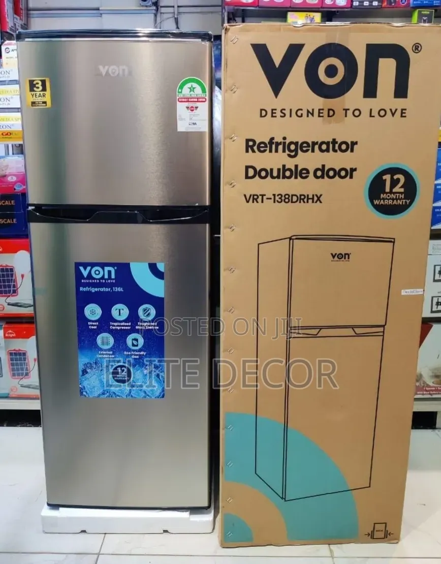 VON 138L Double Door Refrigerator – Spacious & Energy Efficient