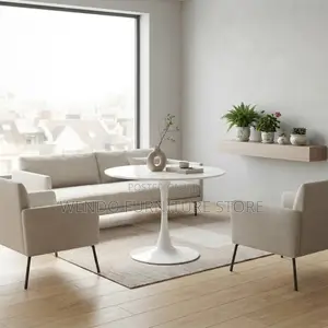 Coffee Table; White Marble Round Home Meetings Coffee Table