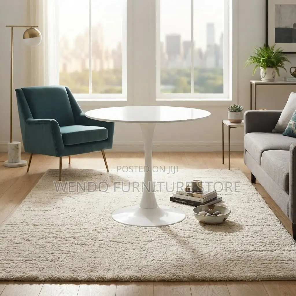Coffee Table; White Marble Round Home Meetings Coffee Table