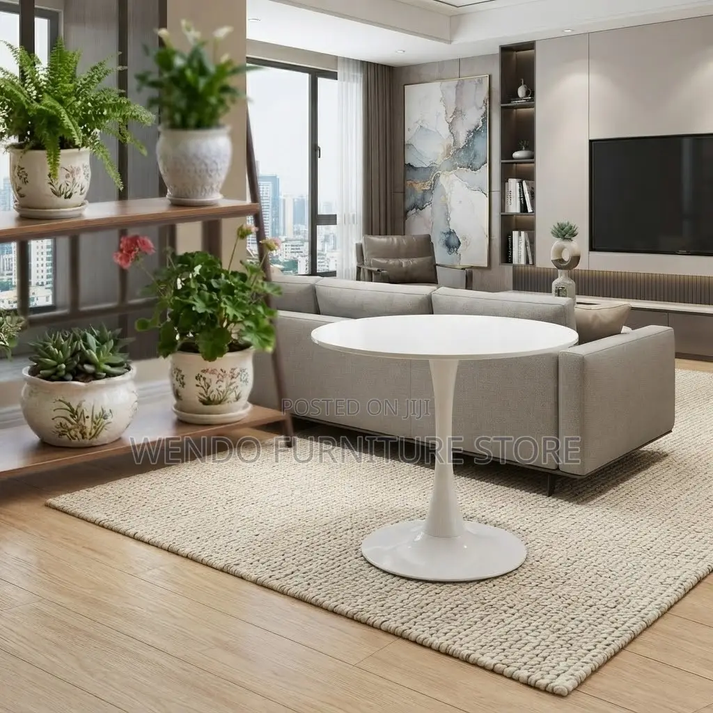 Coffee Table; White Marble Round Home Meetings Coffee Table