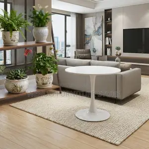 Coffee Table; White Marble Round Home Meetings Coffee Table
