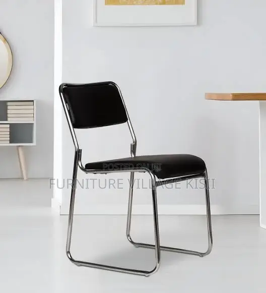 Office Chair; Black Catalina Visitors Armless Chair