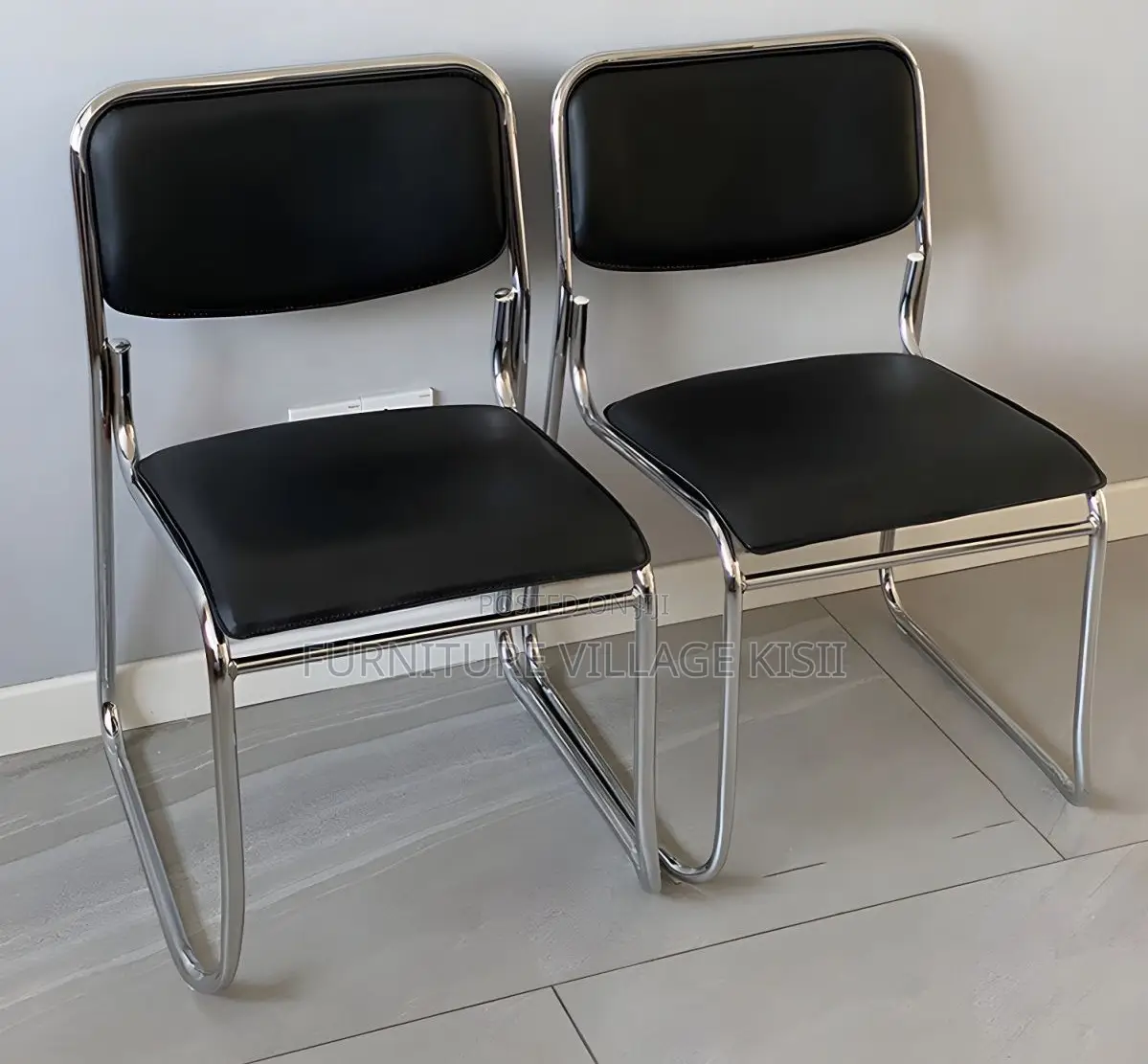 Office Chair; Black Catalina Visitors Armless Chair