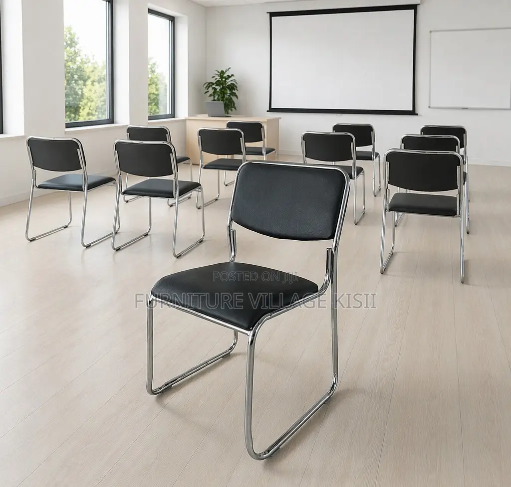 Office Chair; Black Catalina Visitors Armless Chair