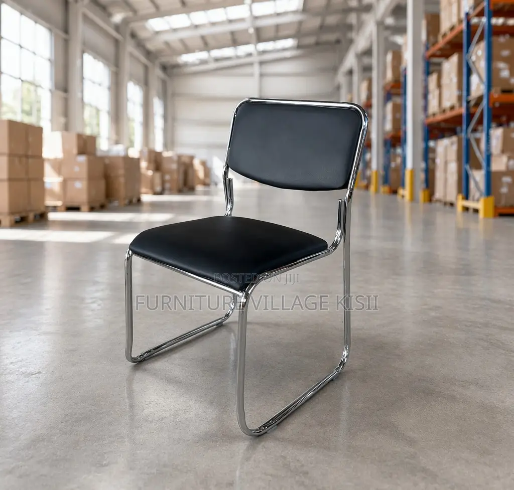 Office Chair; Black Catalina Visitors Armless Chair