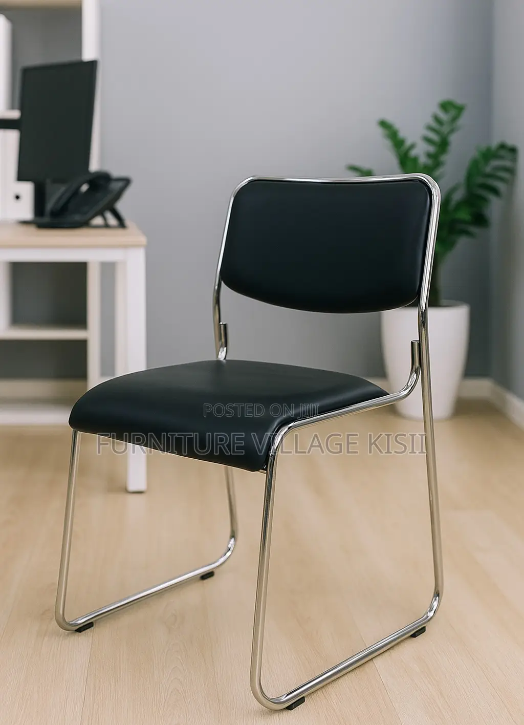 Office Chair; Black Catalina Visitors Armless Chair