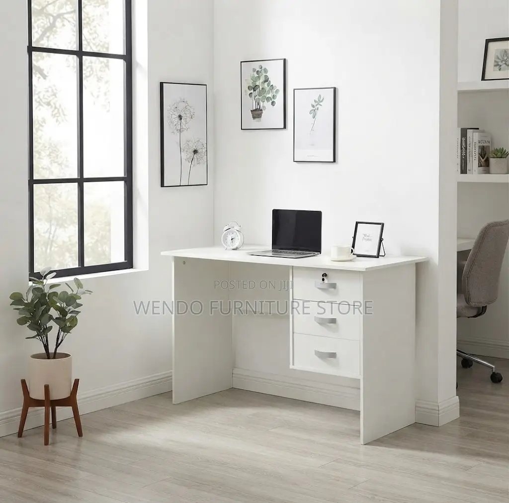 Office Desk; 0.9 Meters White Home Working Office Clerical Desk