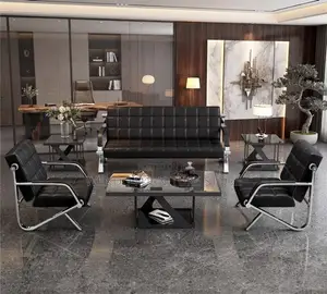 Office Sofa; Leather Black Executive Five Seaters Lobby Sofa Set