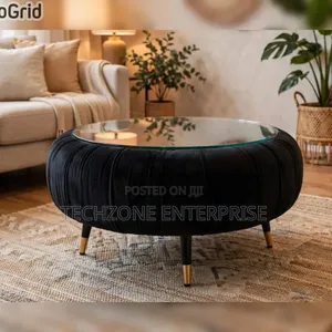 Quality Black Velvet With Glass Coffee Tables ,,