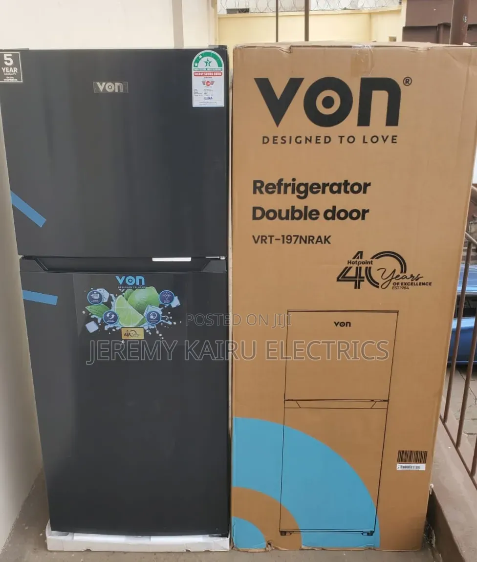 Von 197L Double Door Fridge