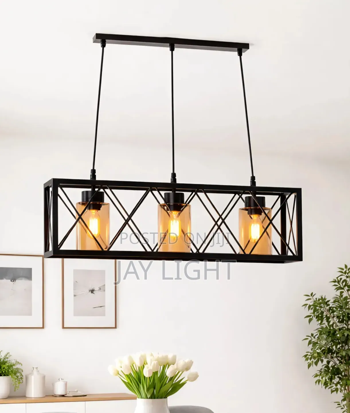 Metal Cage Crystal Lighting Fixture Kitchen Island Led Ceiling Light