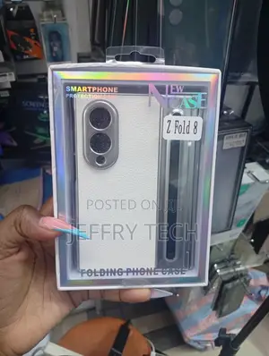 White-Leather Folding Phone Case for the Samsung Galaxy Z Fold 8