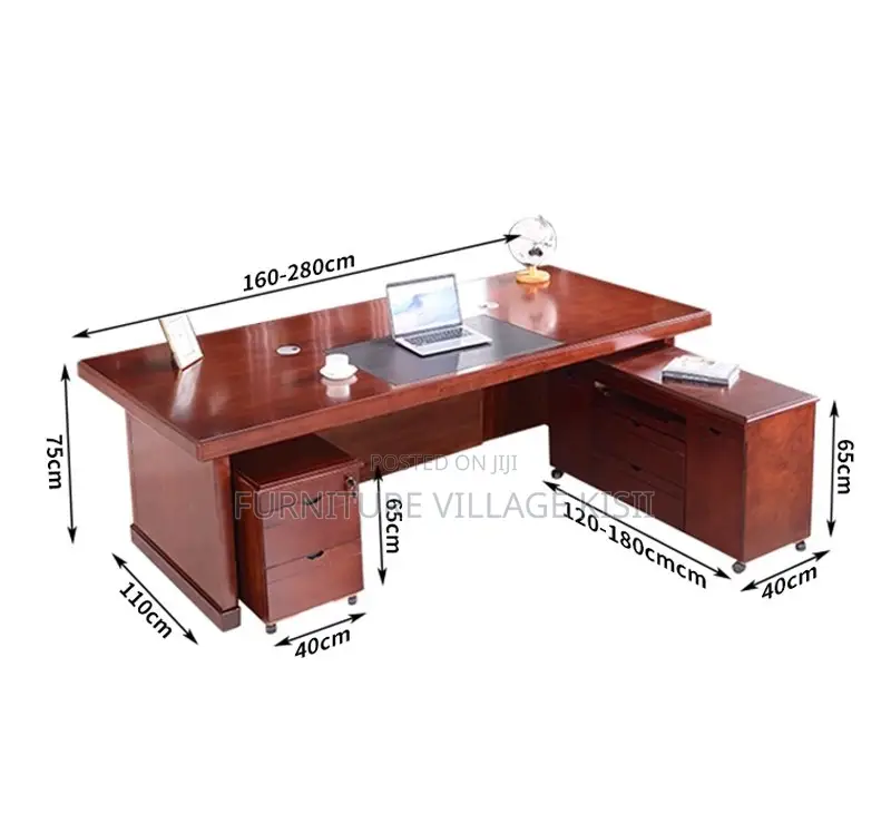 Office Desk; Executvive Mahogany L-Shaped 1800mm Office Desk