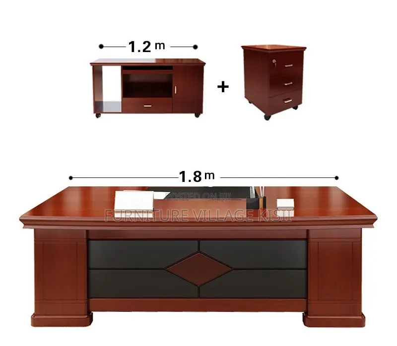 Office Desk; Executvive Mahogany L-Shaped 1800mm Office Desk