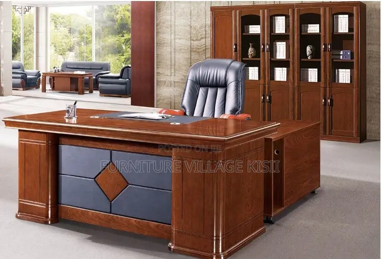 Office Desk; Executvive Mahogany L-Shaped 1800mm Office Desk