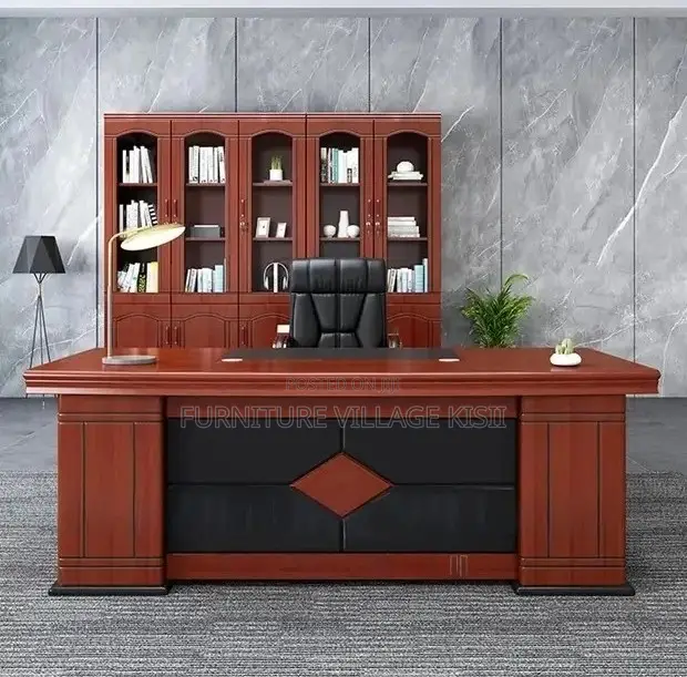 Office Desk; Executvive Mahogany L-Shaped 1800mm Office Desk