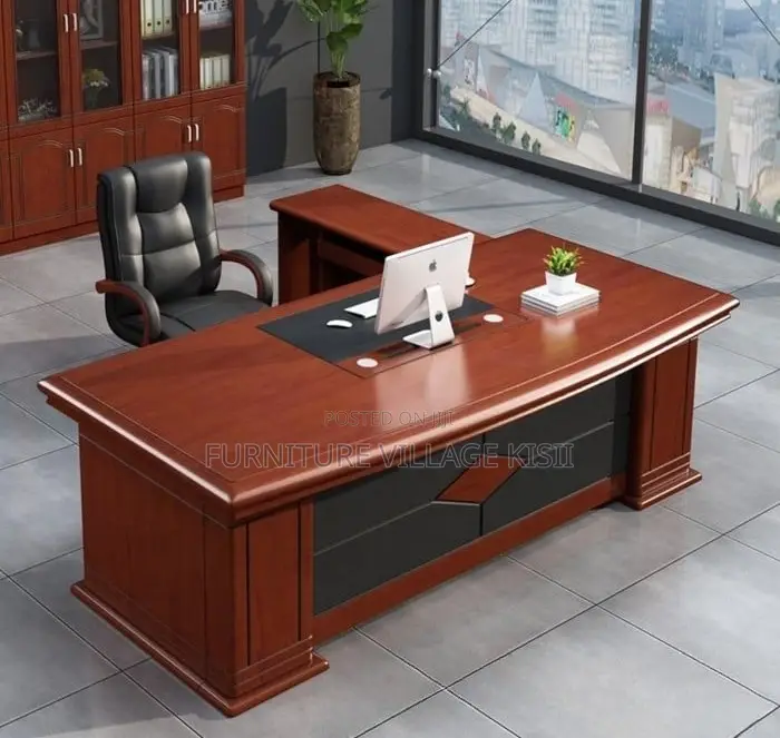 Office Desk; Executvive Mahogany L-Shaped 1800mm Office Desk