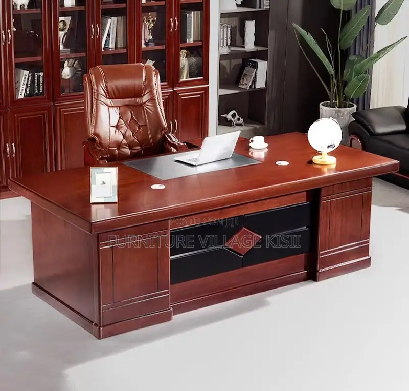 Office Desk; Executvive Mahogany L-Shaped 1800mm Office Desk