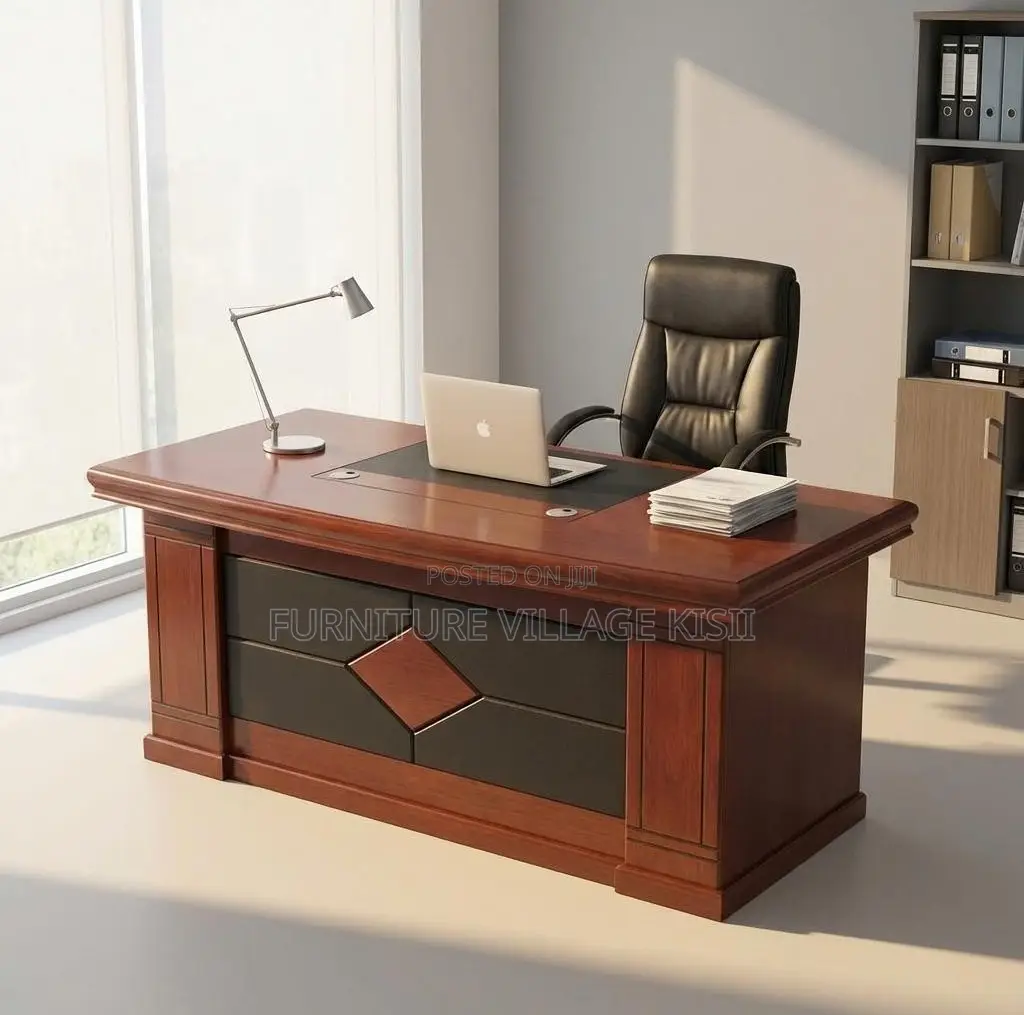 Office Desk; Executvive Mahogany L-Shaped 1800mm Office Desk
