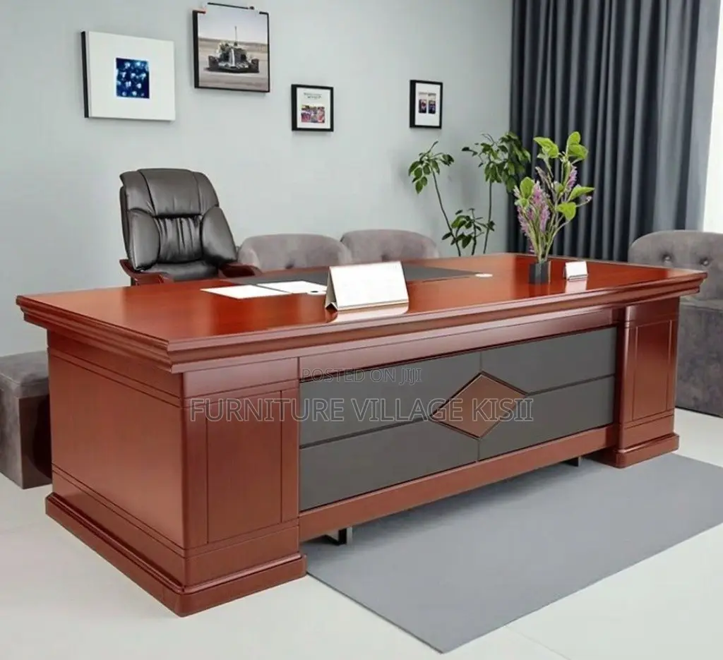Office Desk; Executvive Mahogany L-Shaped 1800mm Office Desk