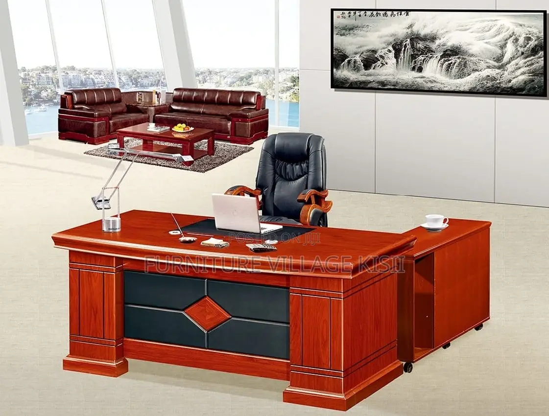 Office Desk; Executvive Mahogany L-Shaped 1800mm Office Desk