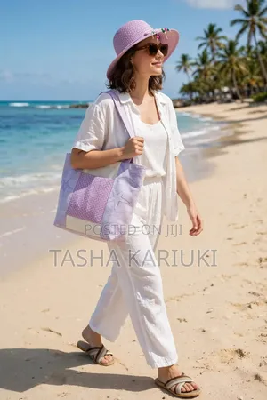 Complete 4PC Beach Set – Tote, Sun Hat, Shades & Slides