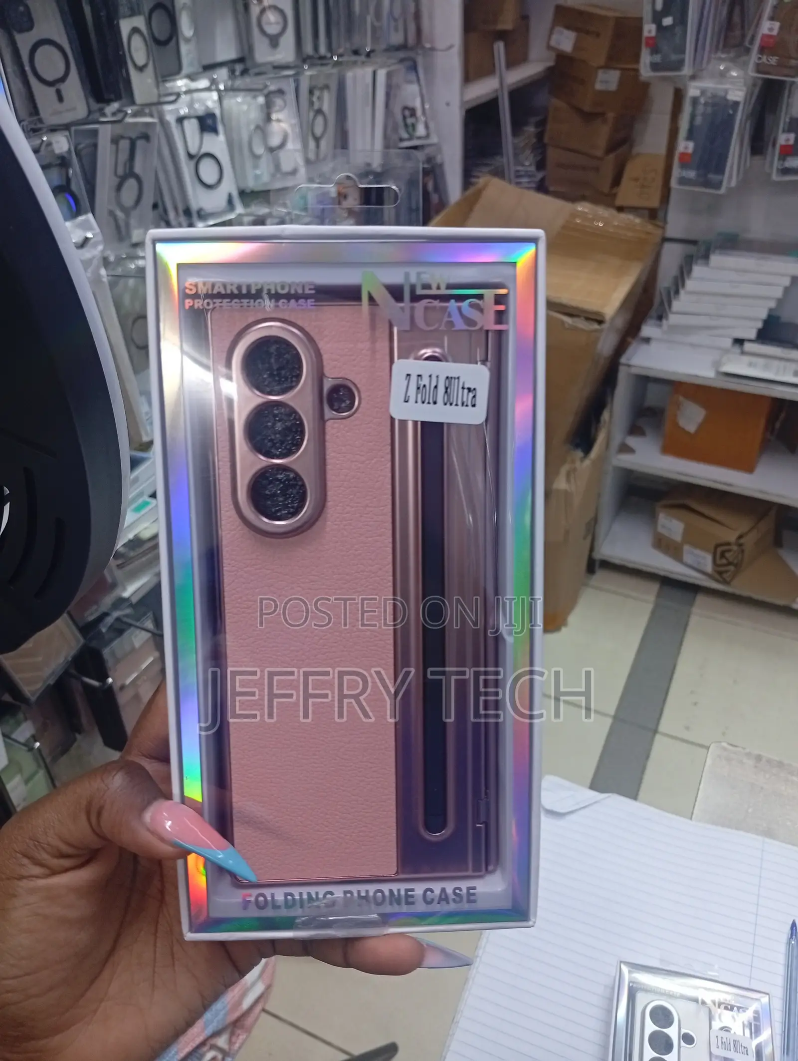 Pink Faux-Leather Folding Phone Case "Z Fold 6/Ultra