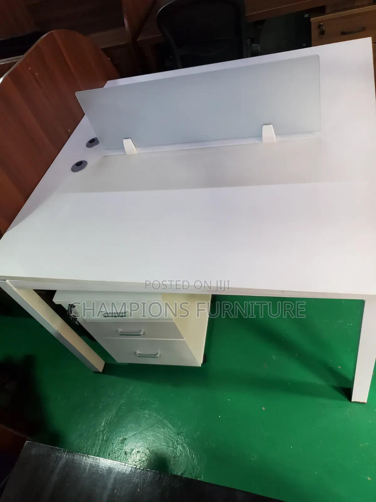 2 Way White Workstation Desk With Pedestal