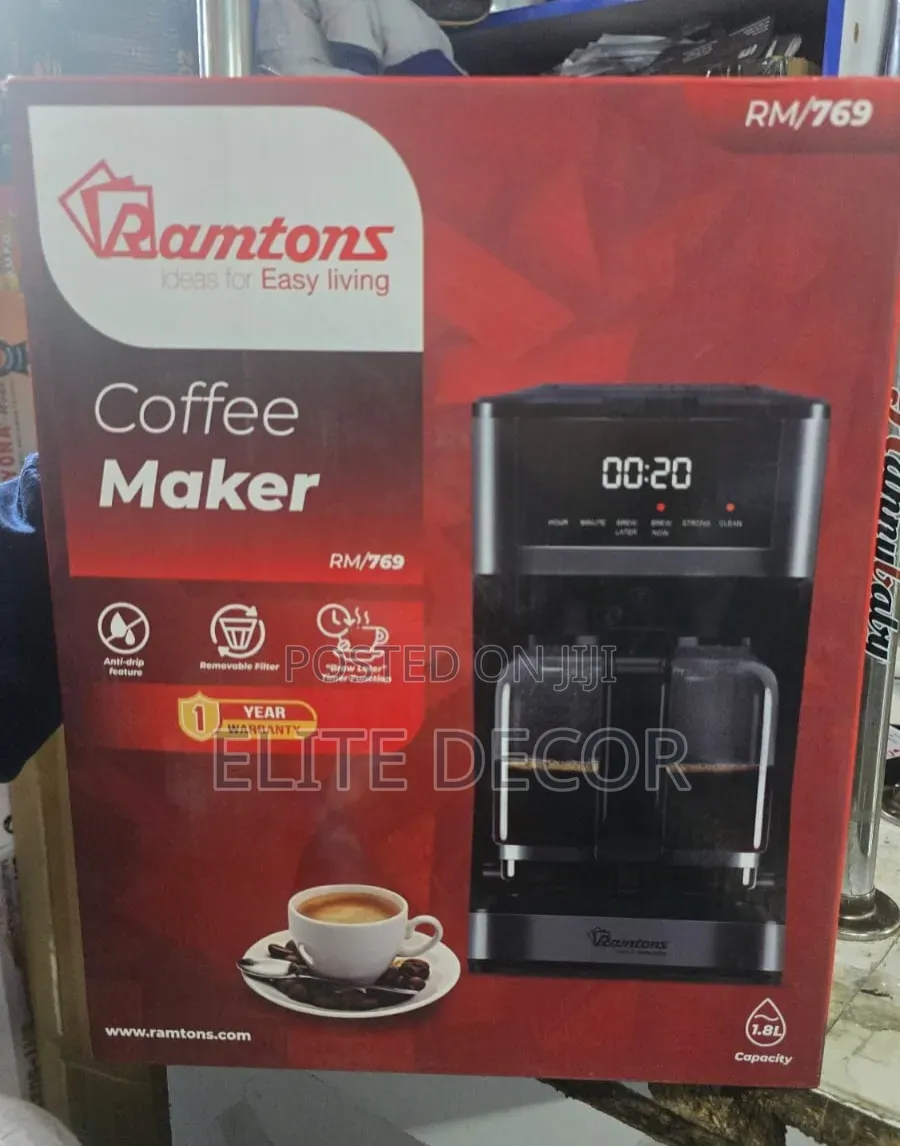 Ramtons RM/769 1.8L Digital Coffee Maker – 900W | Touch Screen