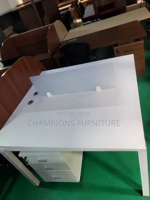 2 Way White Workstation Desk With Pedestal