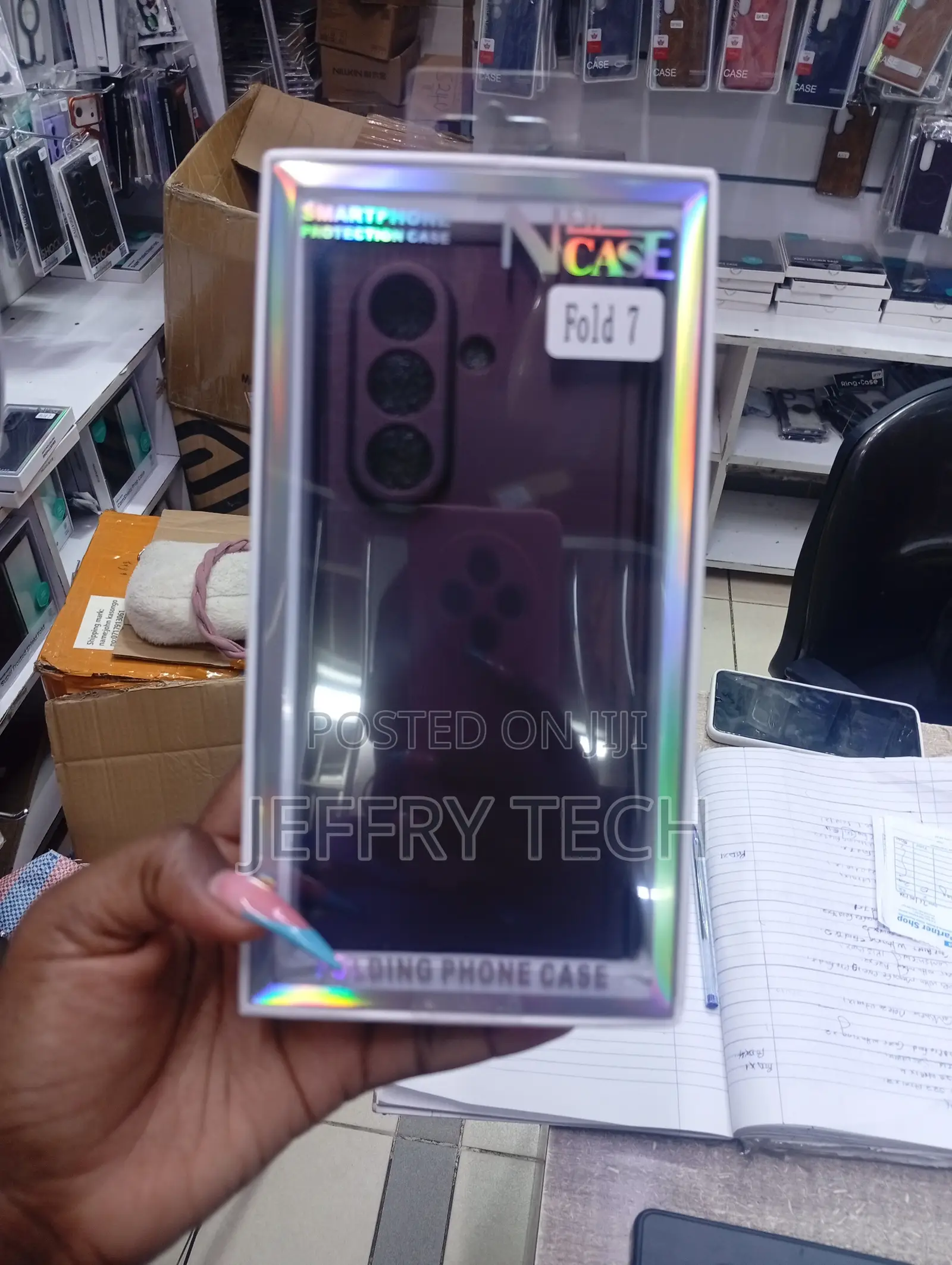 Purple Folding Phone Protection Case in Packaging for the Fold 7