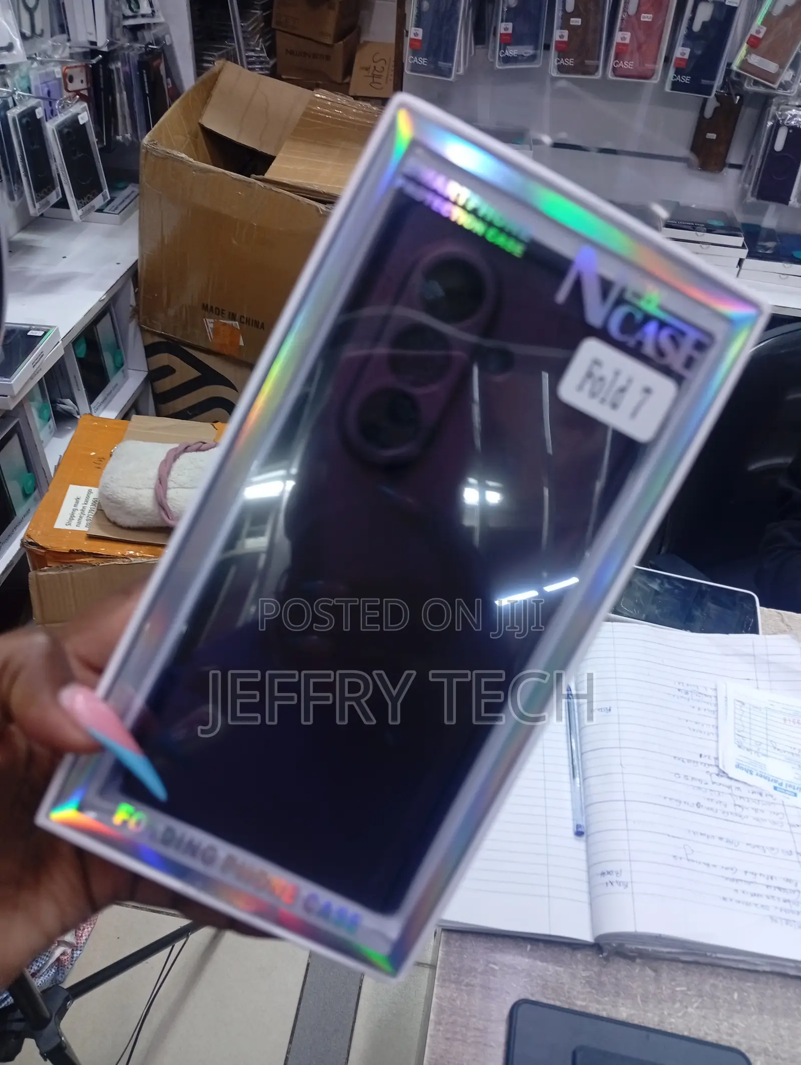 Purple Folding Phone Protection Case in Packaging for the Fold 7