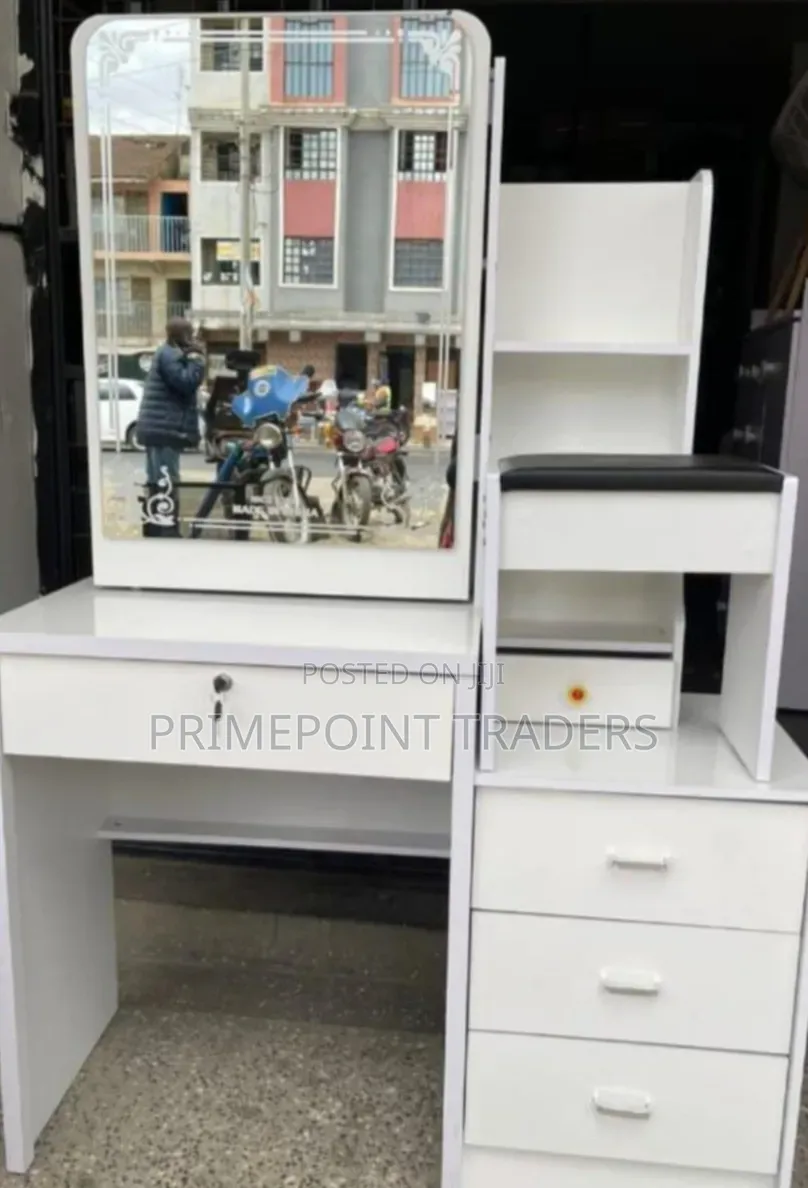 🔥white Dressing Table With Sliding Mirror @11500