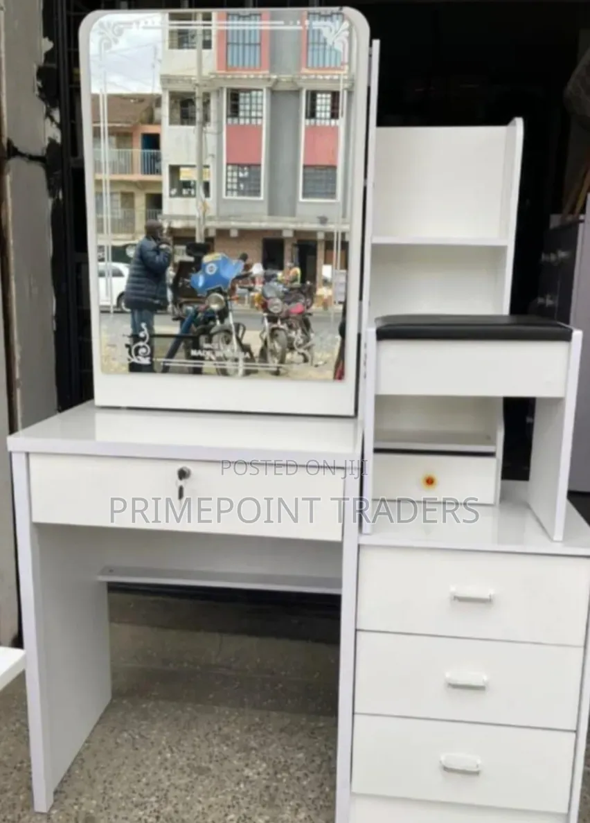 🔥white Dressing Table With Sliding Mirror @11500