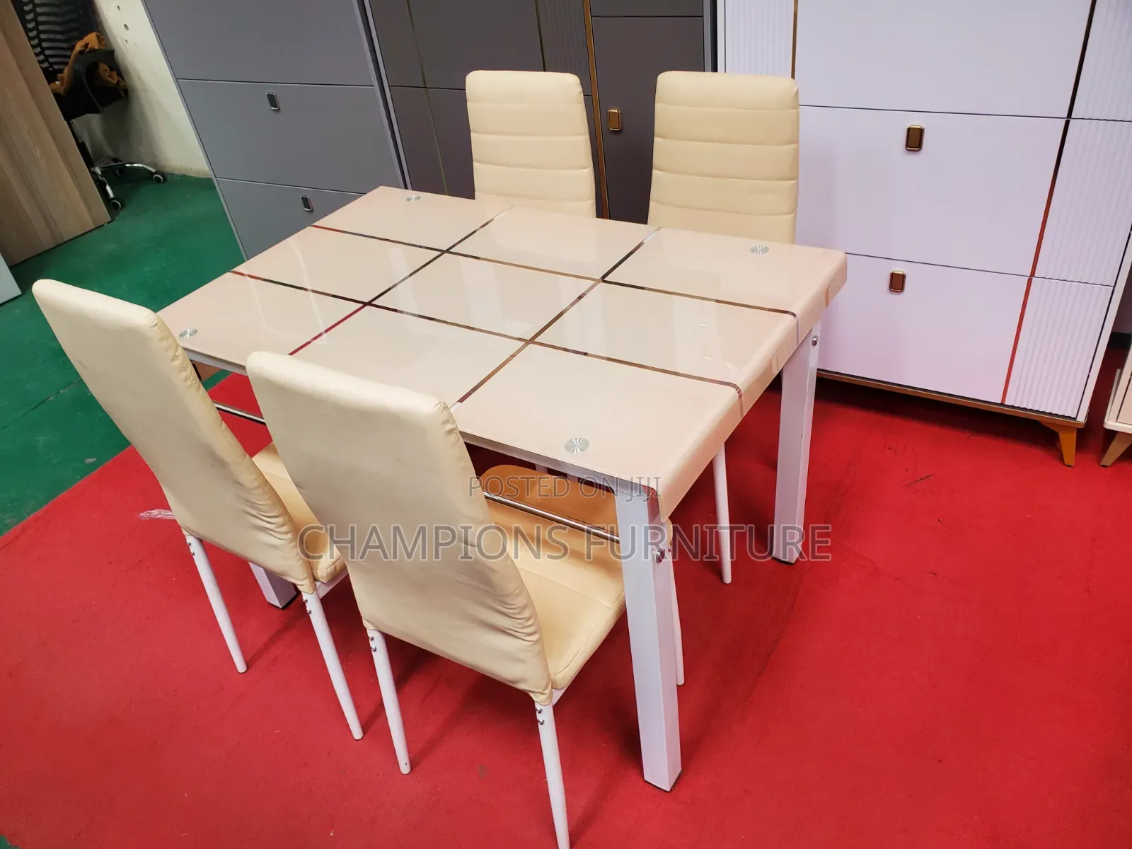 4-Seater Glass Top Dining Set