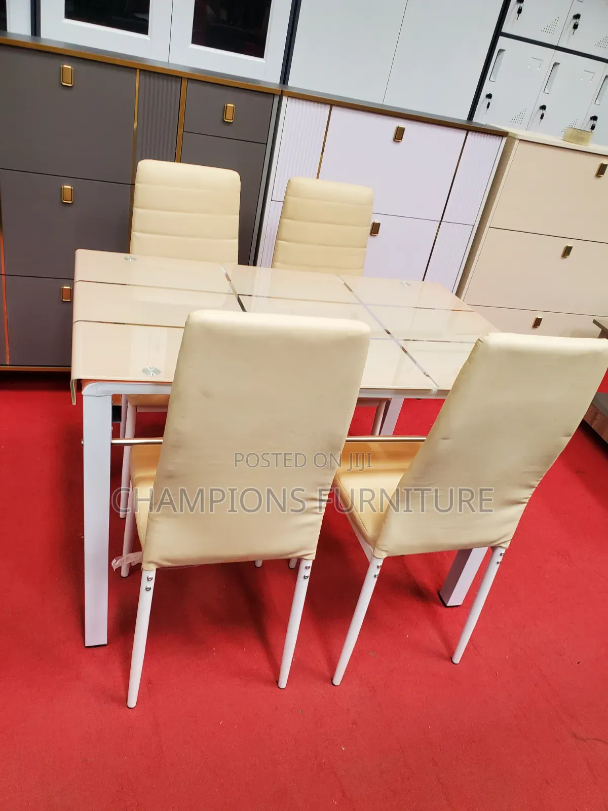 4-Seater Glass Top Dining Set