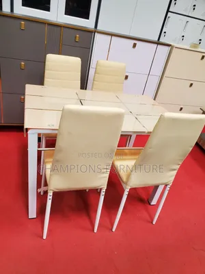 4-Seater Glass Top Dining Set