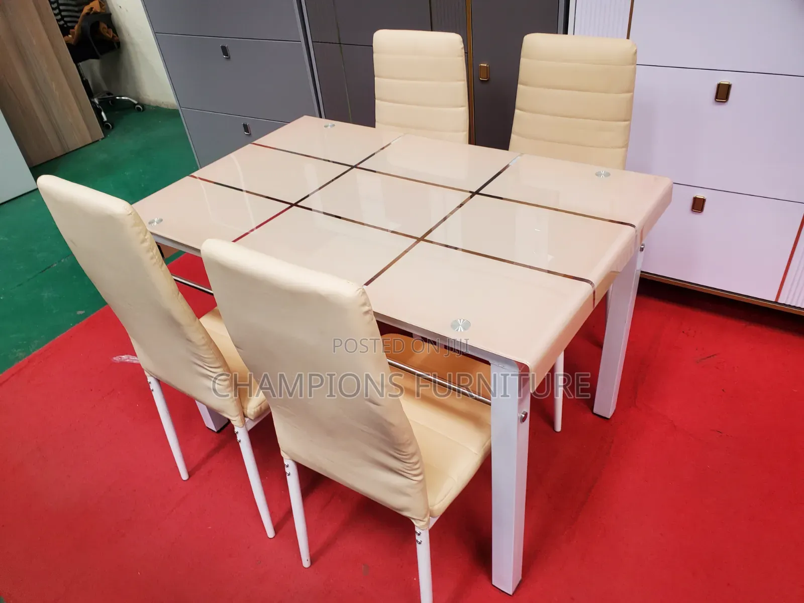 4-Seater Glass Top Dining Set