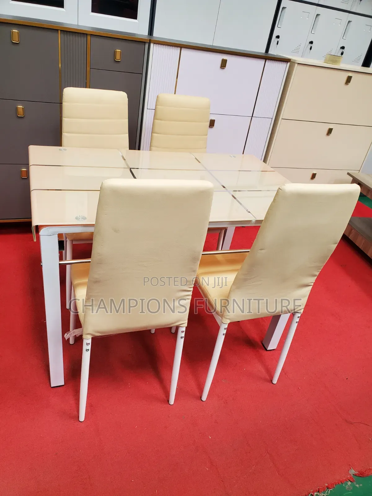 4-Seater Glass Top Dining Set