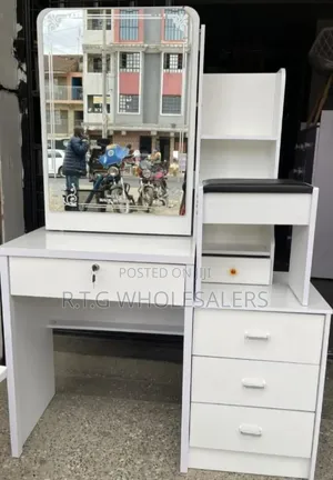 🔥white Dressing Table With Sliding Mirror @