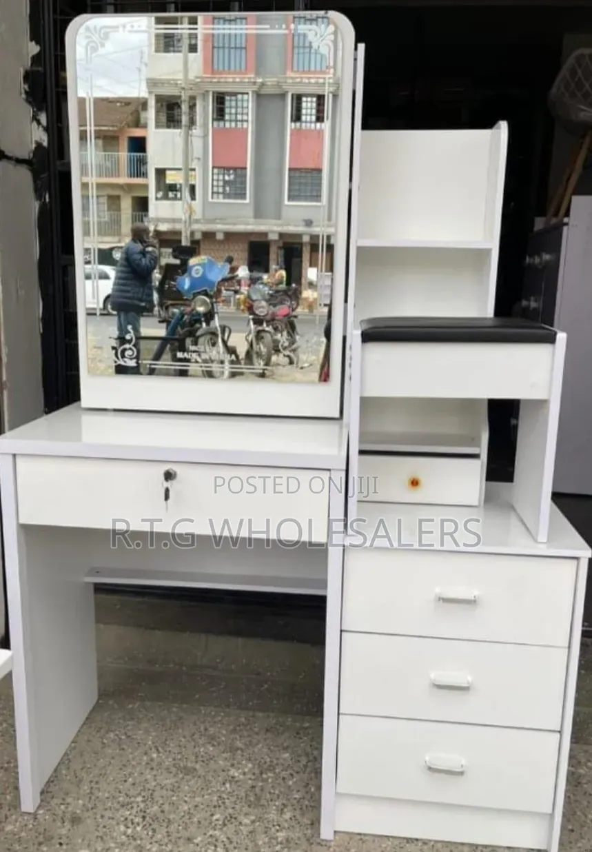 🔥white Dressing Table With Sliding Mirror @