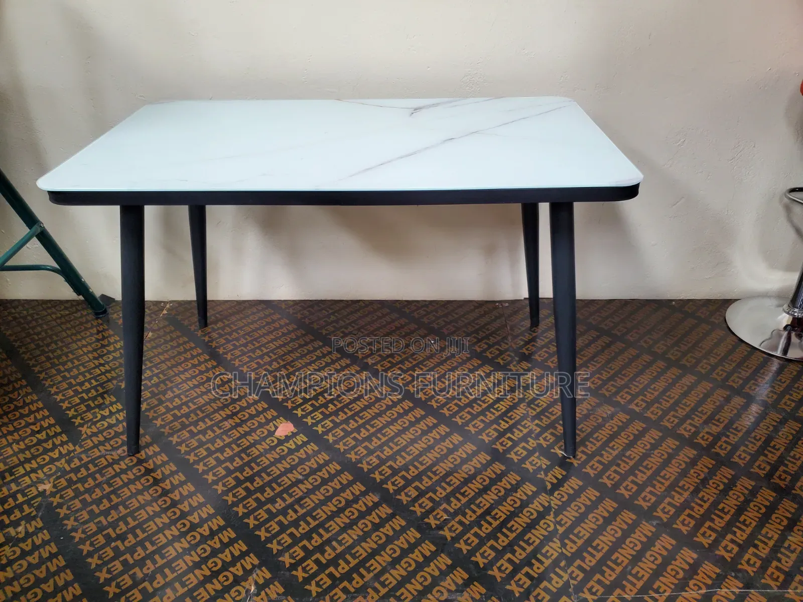 Marble Effect Glass Dining Table