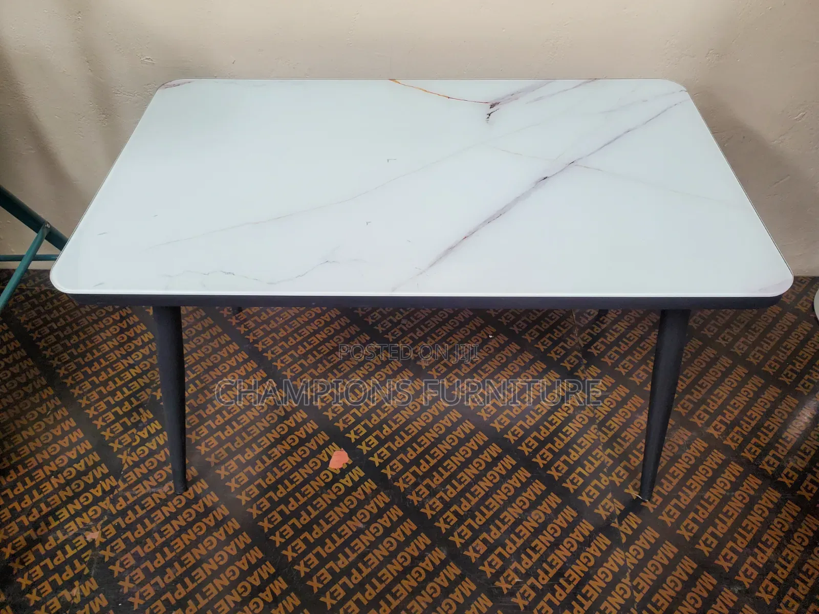 Marble Effect Glass Dining Table