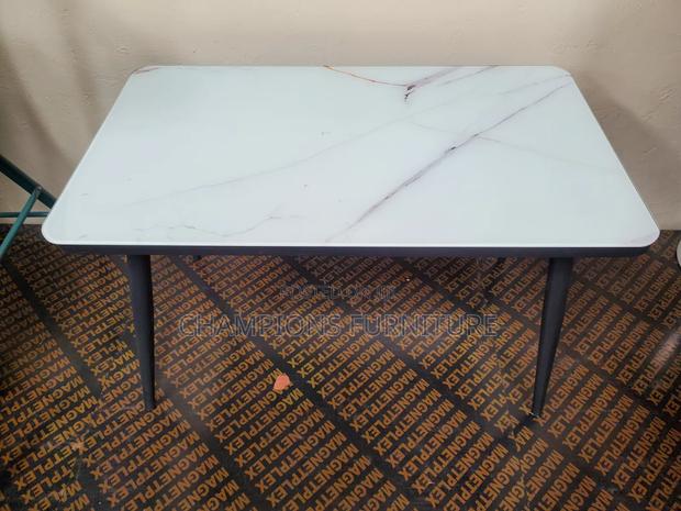 Marble Effect Glass Dining Table - thumbnail 2