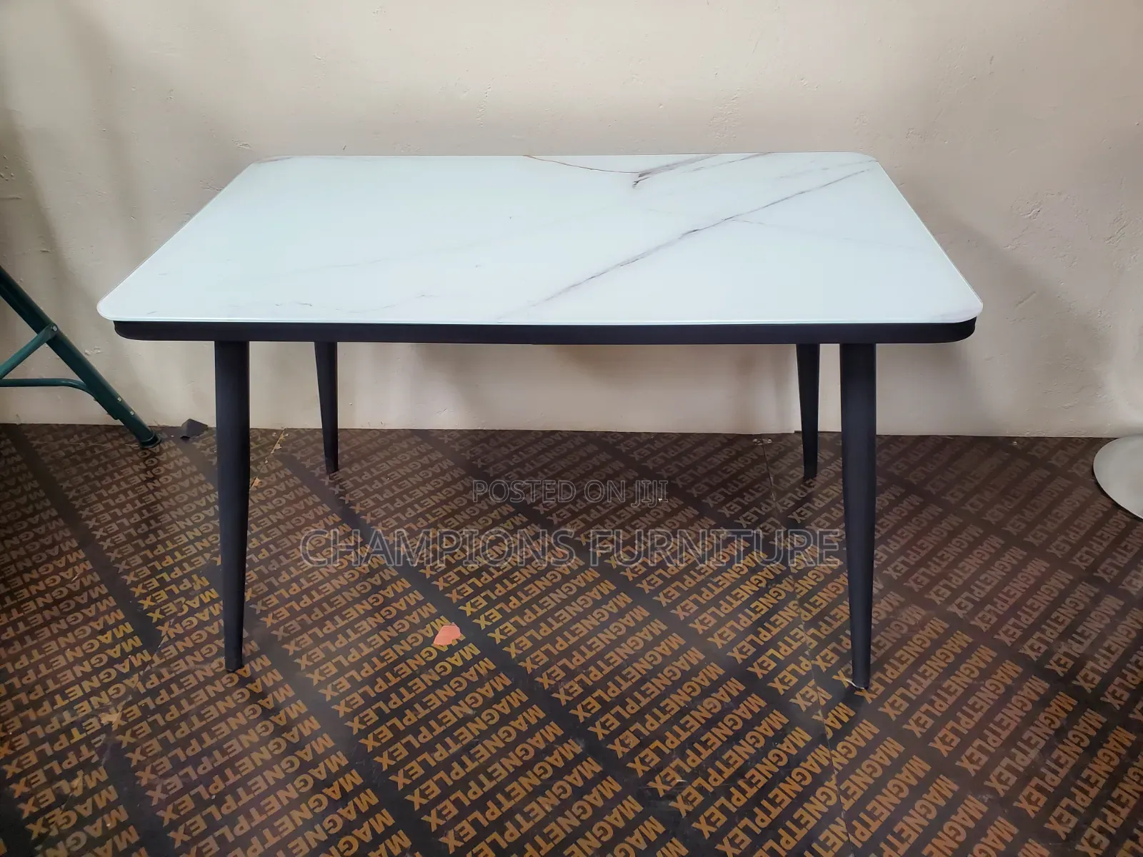 Marble Effect Glass Dining Table