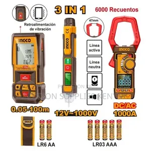 INGCO Laser Distance Metre Combo Kit, Clamp Meter 1000A , Non-Contact