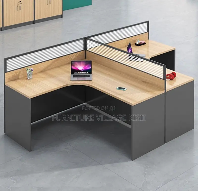 Office Workstations; 2-Way Curved Wooden Office Workstation