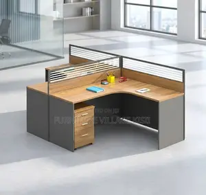 Office Workstations; 2-Way Curved Wooden Office Workstation